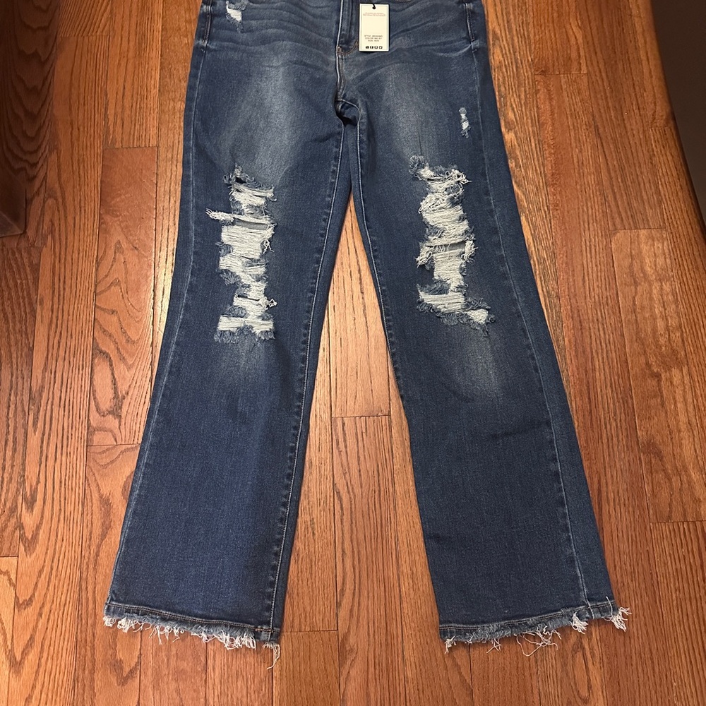 Judy Blue Dark Blue Distressed Flare Jeans